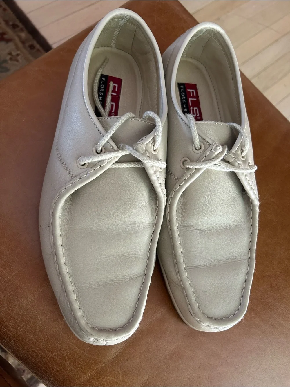 Florsheim Men's Cream/Tan Leather Boat Shoes